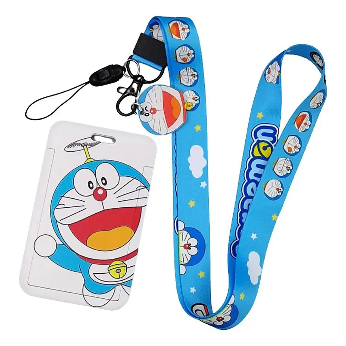 Porta Credencial con Lanyard Doraemon Blanco