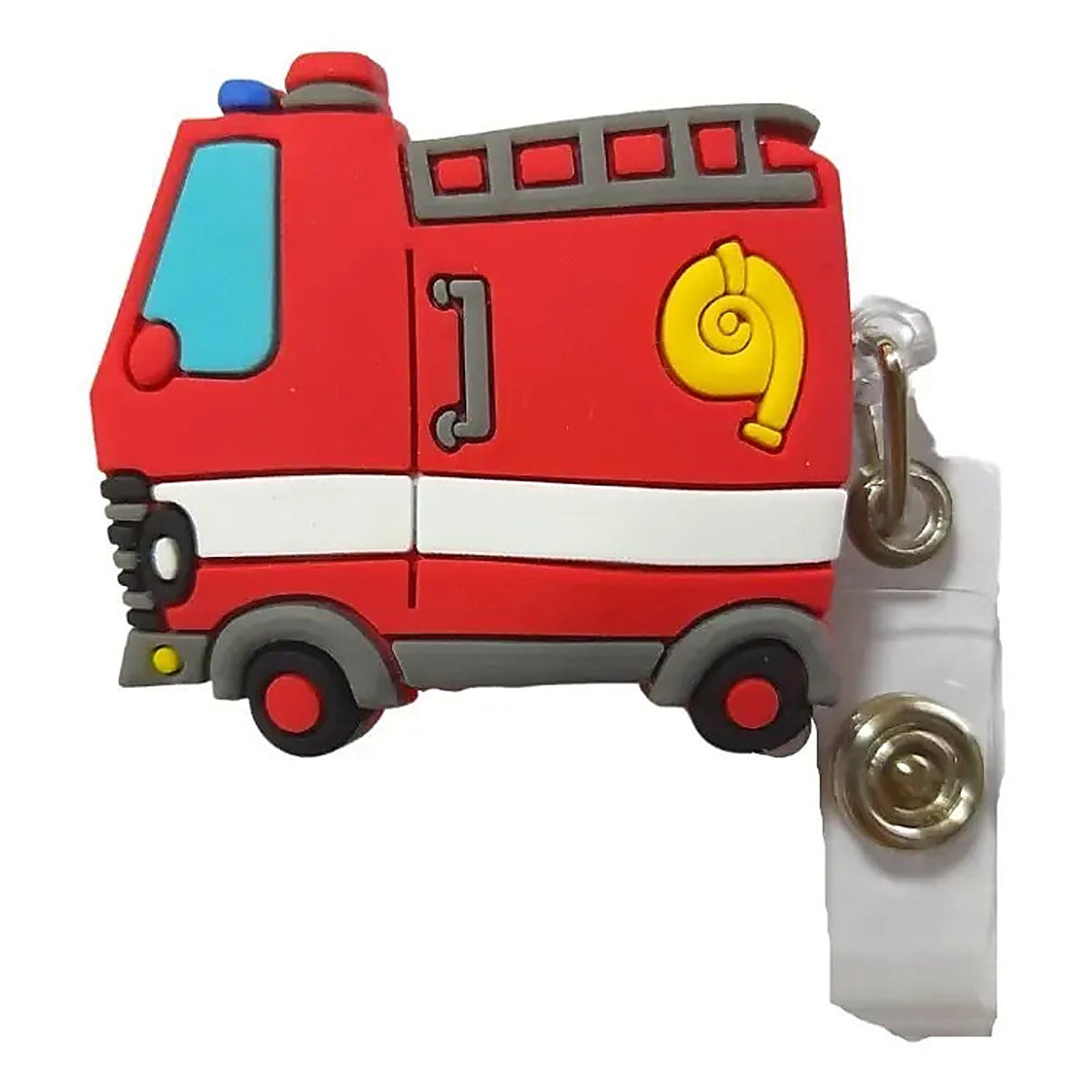 Porta Credencial con Yoyo Retractil Carro De Bomberos