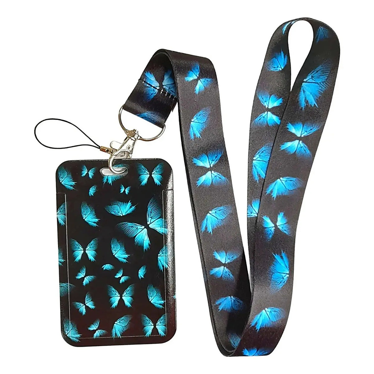 Porta Credencial con Lanyard Mariposas Azul