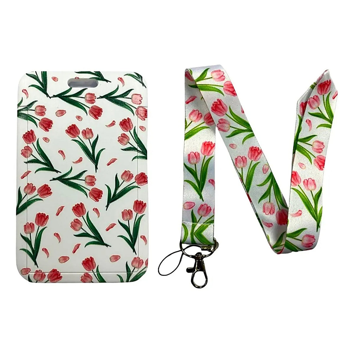 Porta Credencial con Lanyard Tulipanes Rojos