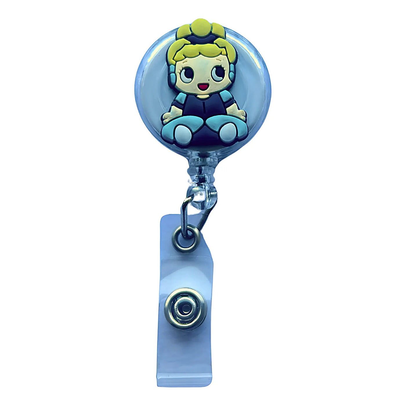 Porta Credencial con Yoyo Retractil Cenicienta Azul Acero