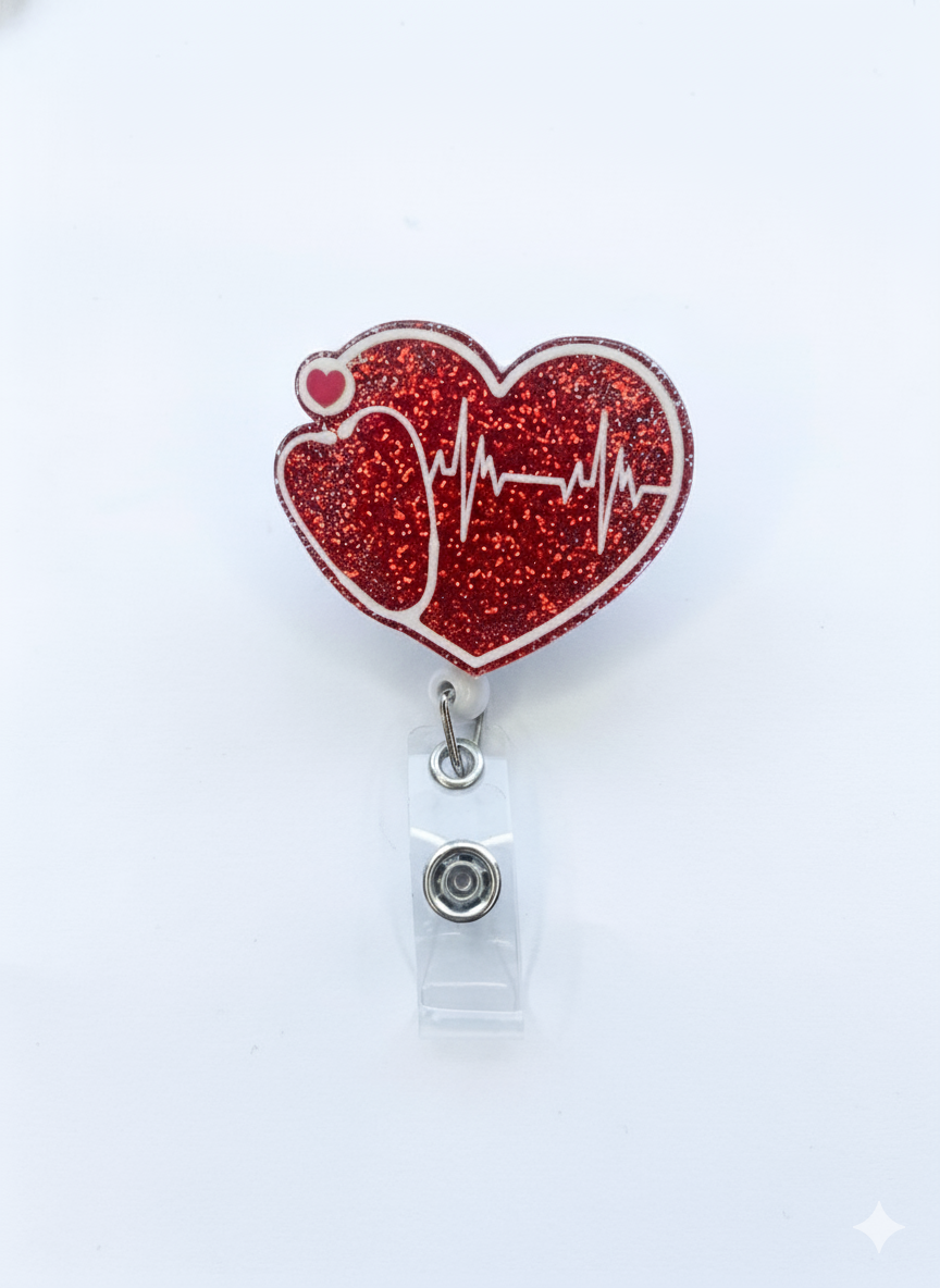 Porta credencial acrílico Corazón Rojo Shine