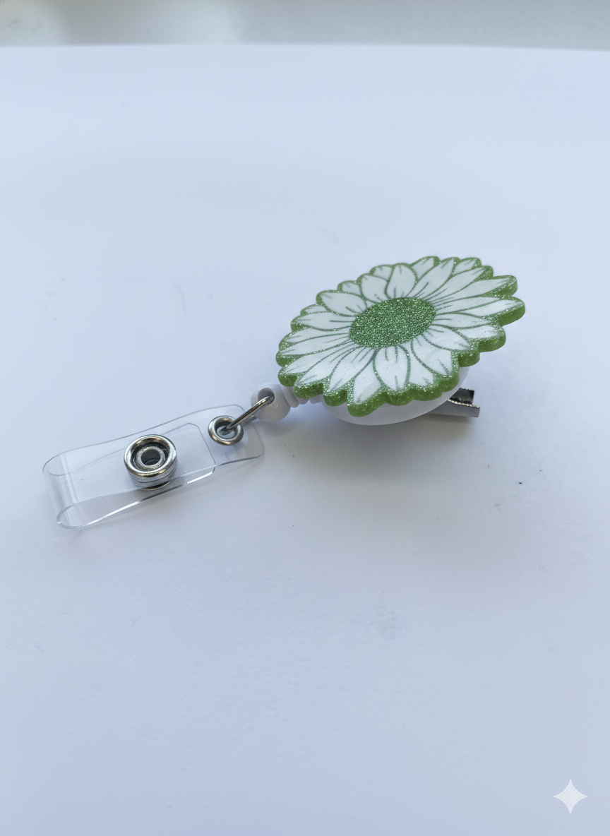 Porta credencial acrílico Girasol fondo Verde