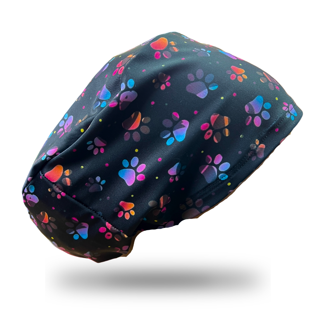 Gorro Clínico / Cofia Mujer Lycra Huellas Neón