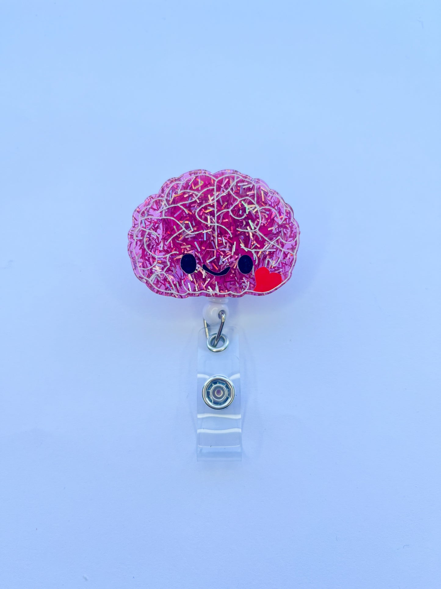 Porta credencial acrílico Cerebro rosa shine