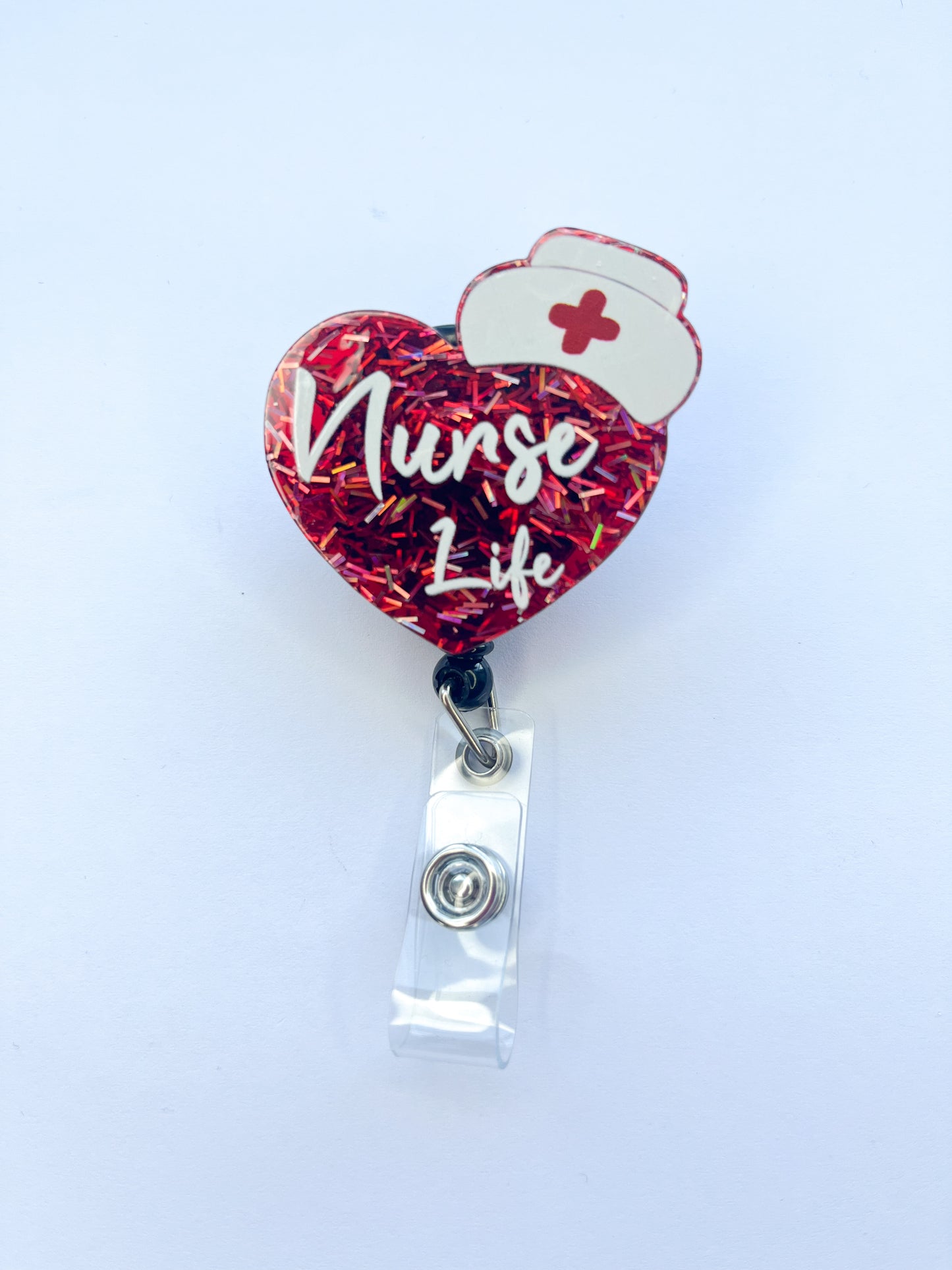 Porta credencial acrílico Corazón Rojo Nurse