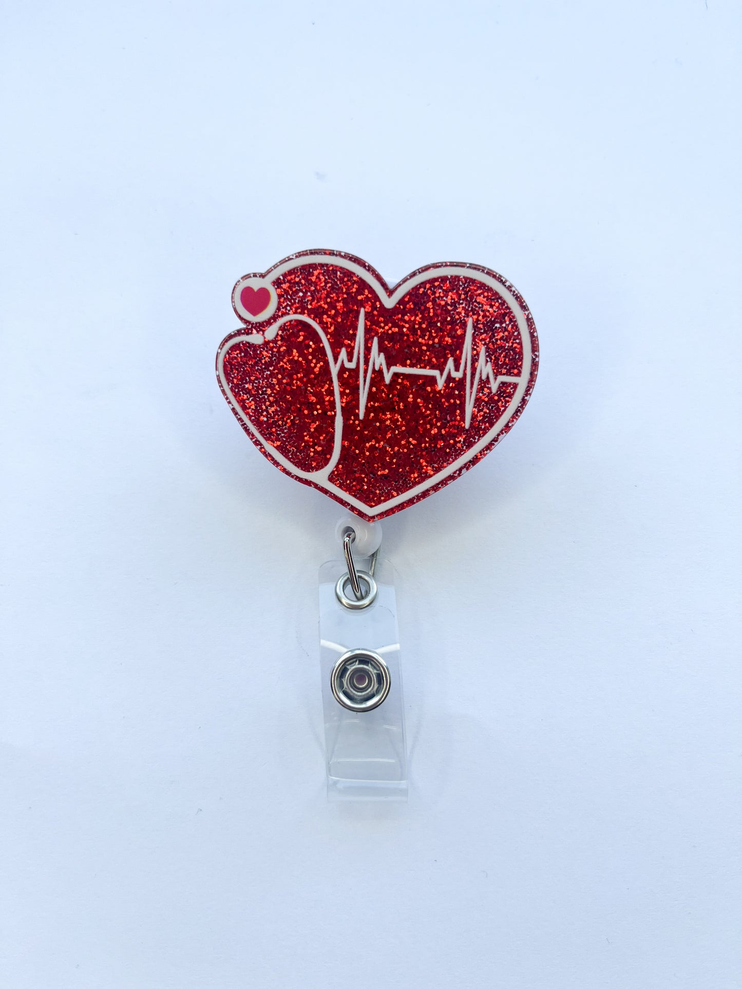 Porta credencial acrílico Corazón Rojo Shine