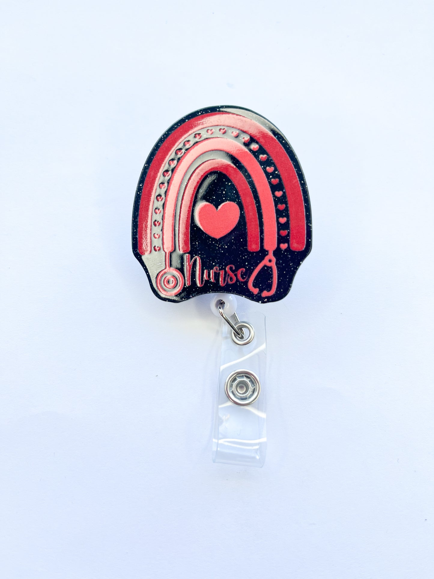 Porta credencial acrílico Arcoiris nurse rojo