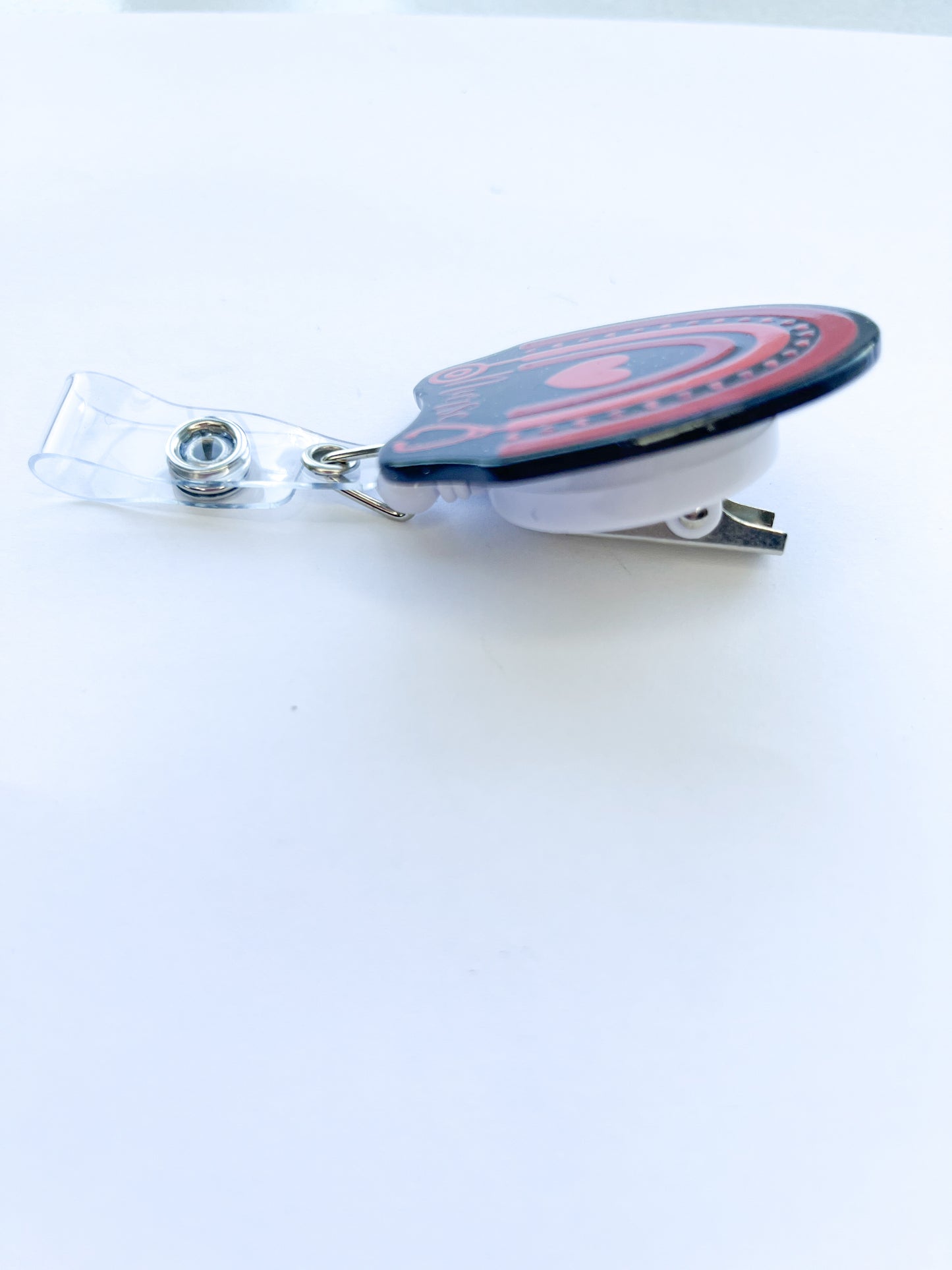 Porta credencial acrílico Arcoiris nurse rojo