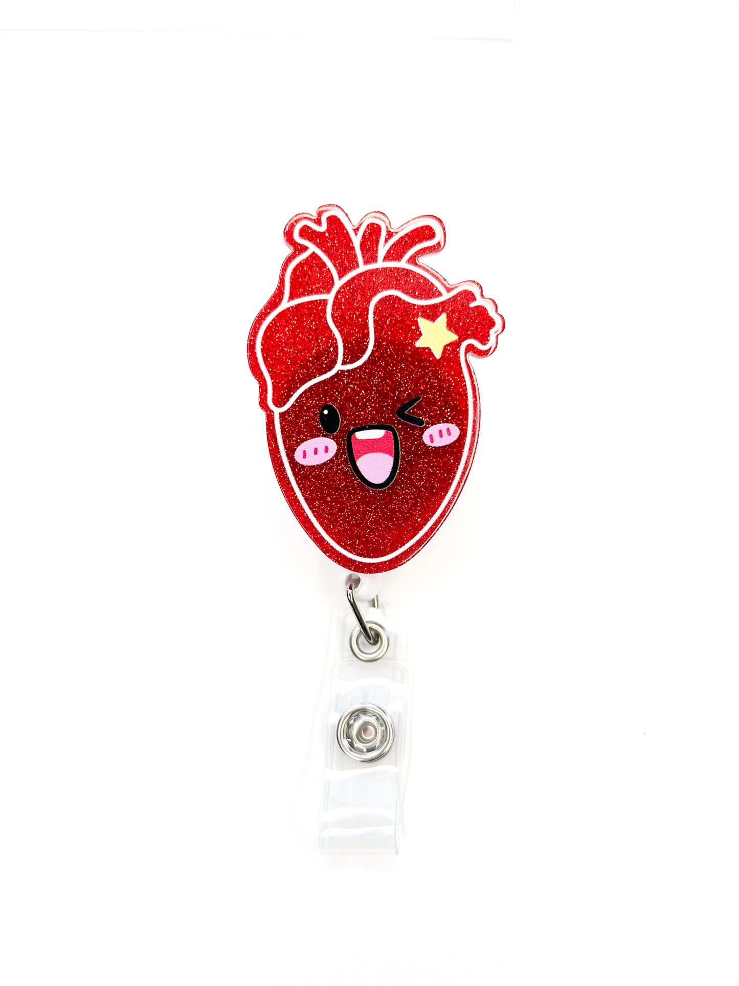 Porta credencial acrílico Corazón rojo Happy