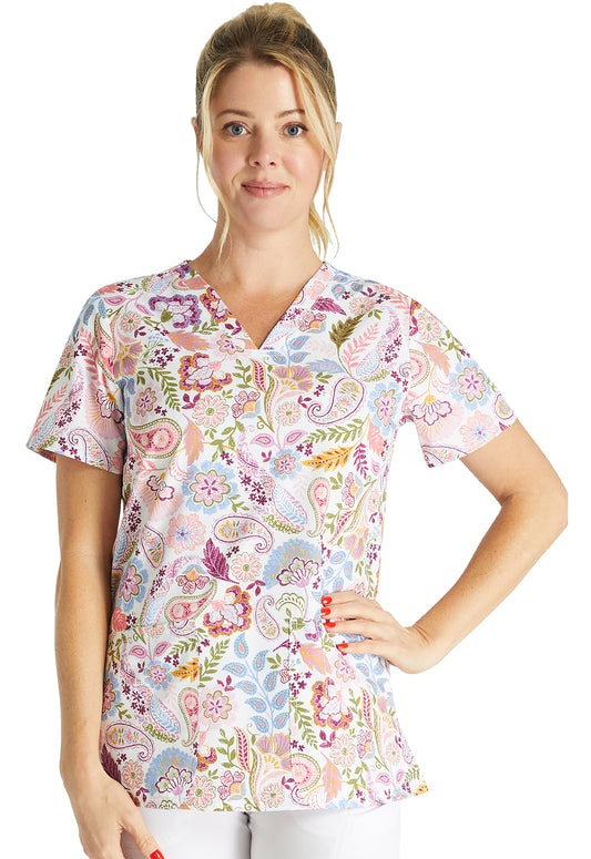 Polera Clínica Estampada Mujer PSPY Flores y Hojas Cherokee
