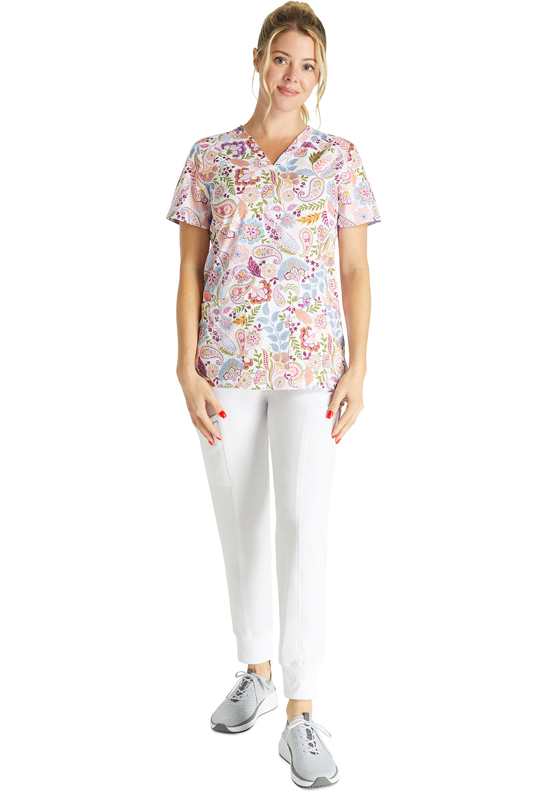 Polera Clínica Estampada Mujer PSPY Flores y Hojas Cherokee