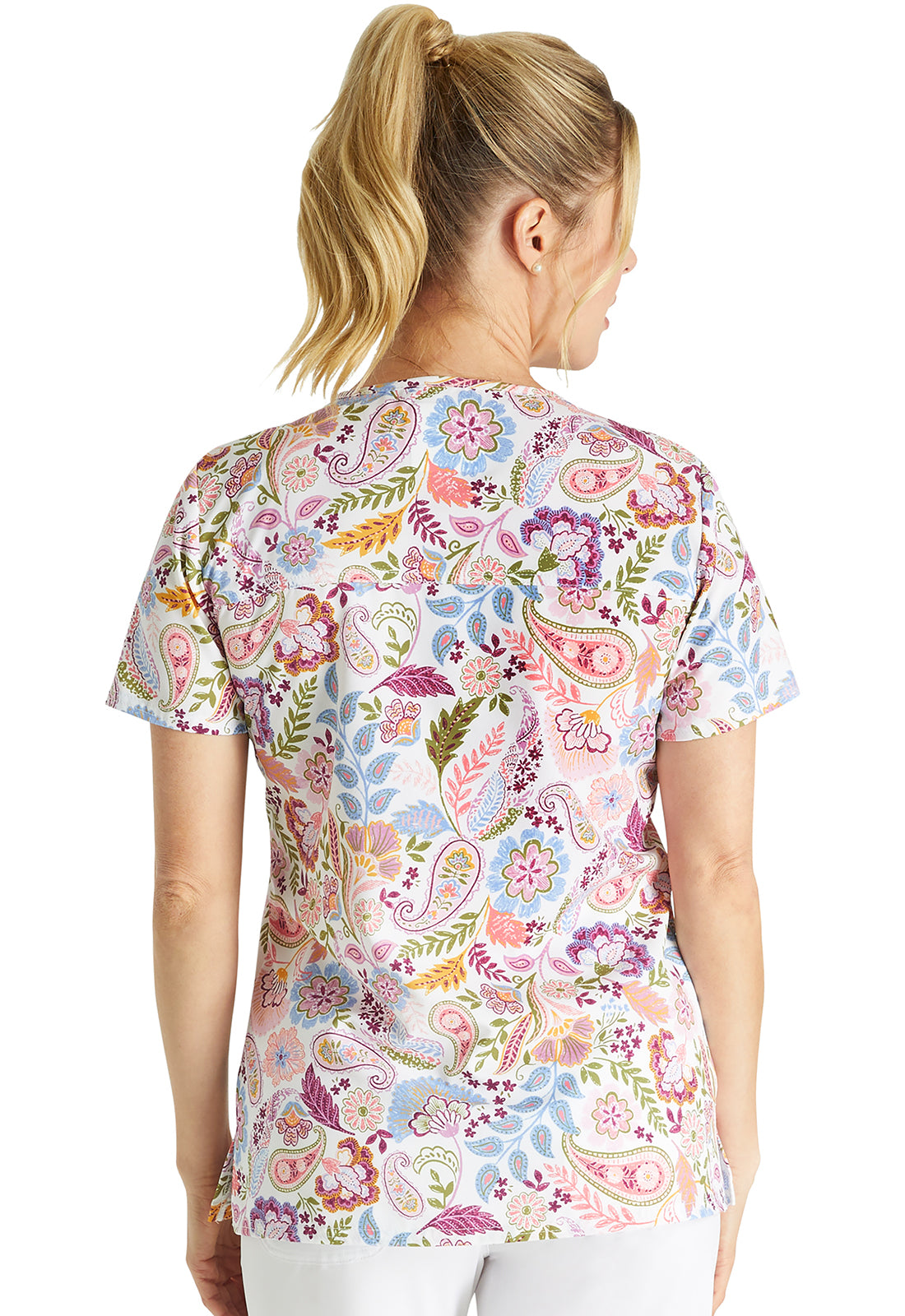 Polera Clínica Estampada Mujer PSPY Flores y Hojas Cherokee