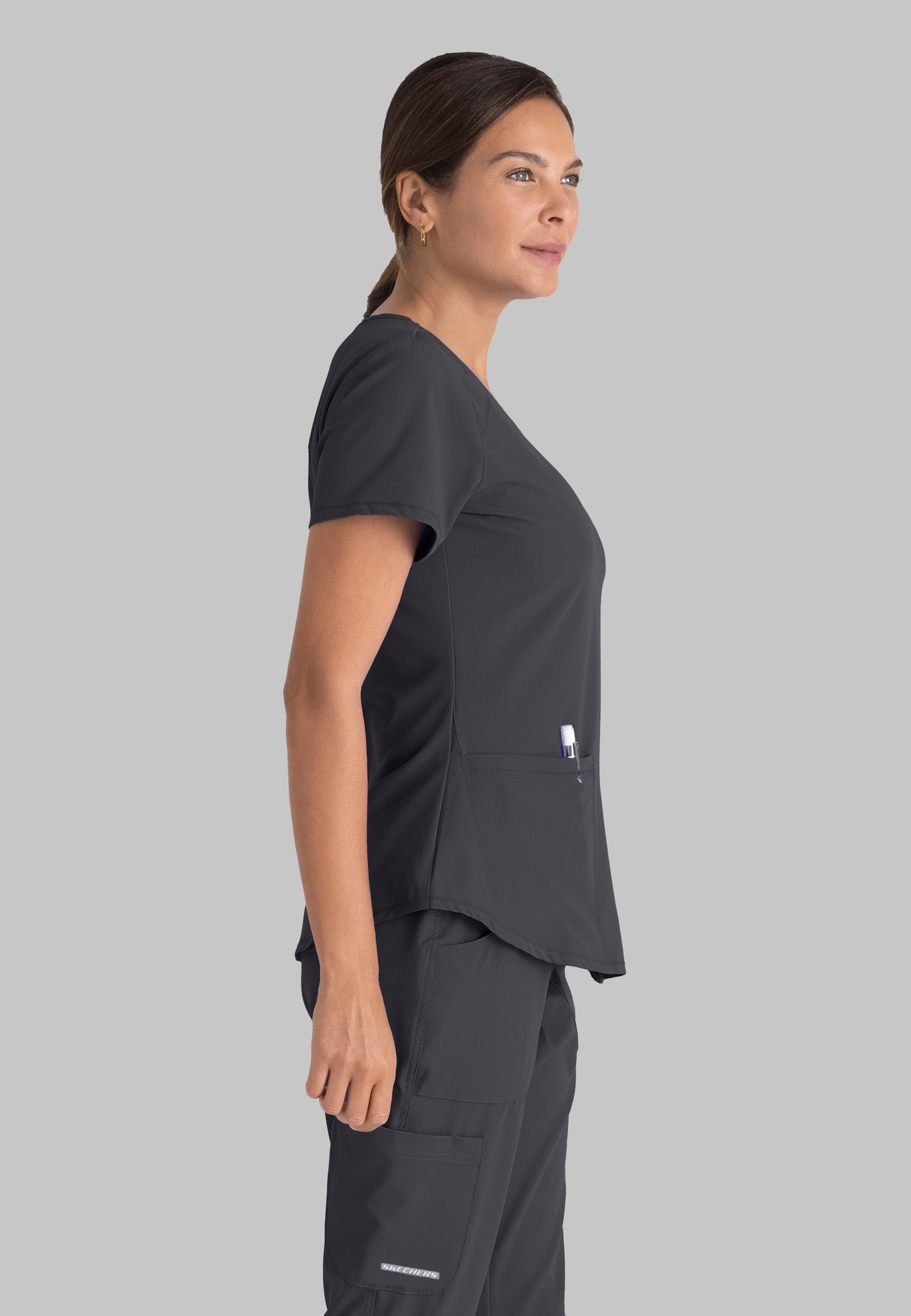 Polera Clínica Mujer Sk101 Gris Skechers