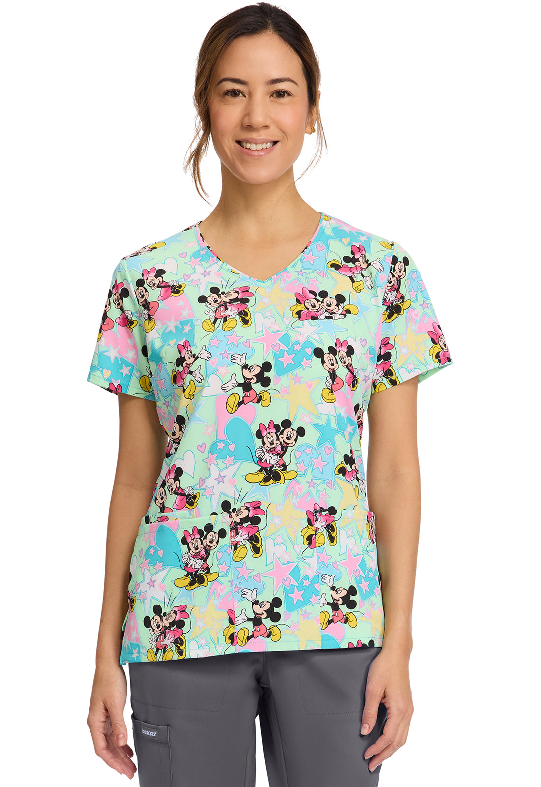 Polera Clínica Mujer Estampada TF614 MKGV MINNIE Y MICKEY Tooniforms