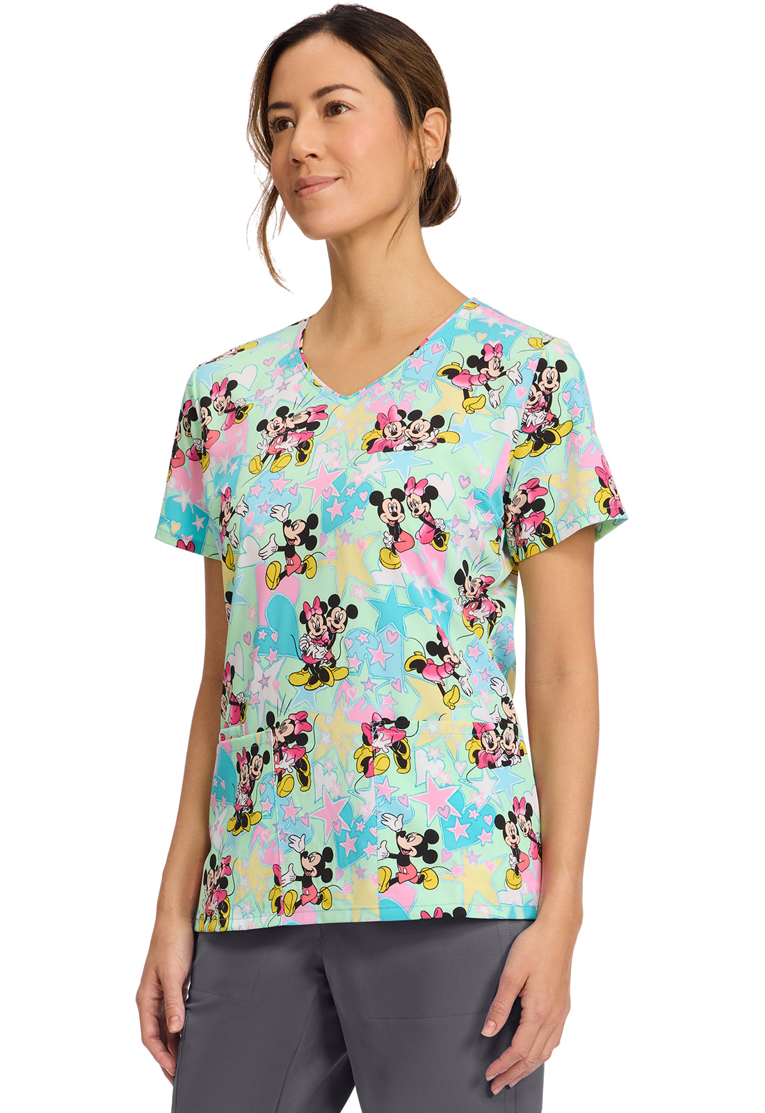 Polera Clínica Mujer Estampada TF614 MKGV MINNIE Y MICKEY Tooniforms