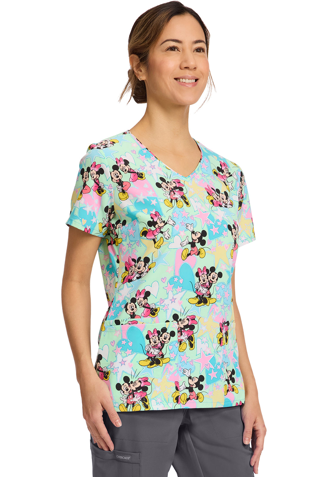 Polera Clínica Mujer Estampada TF614 MKGV MINNIE Y MICKEY Tooniforms