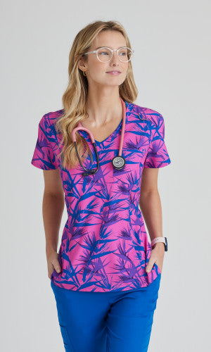 Polera Clínica Estampada  Mujer SKT174 BIRD OF PARADISE skechers
