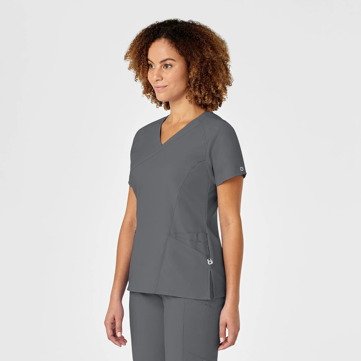 Polera clínica mujer gris WonderWink 6455a, detalle 5 - Uniformes Clínicos Sami