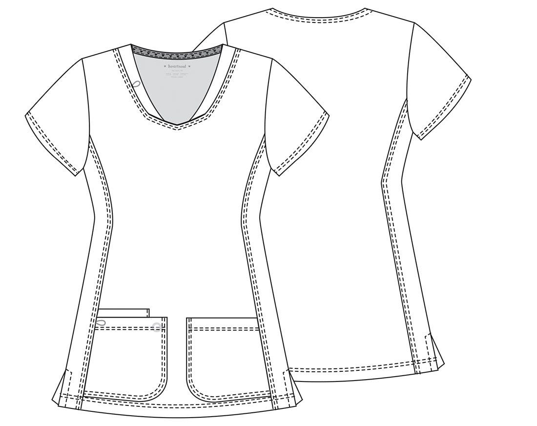 Polera clínica mujer negro HeartSoul, vista trasera - Uniformes Clínicos Sami