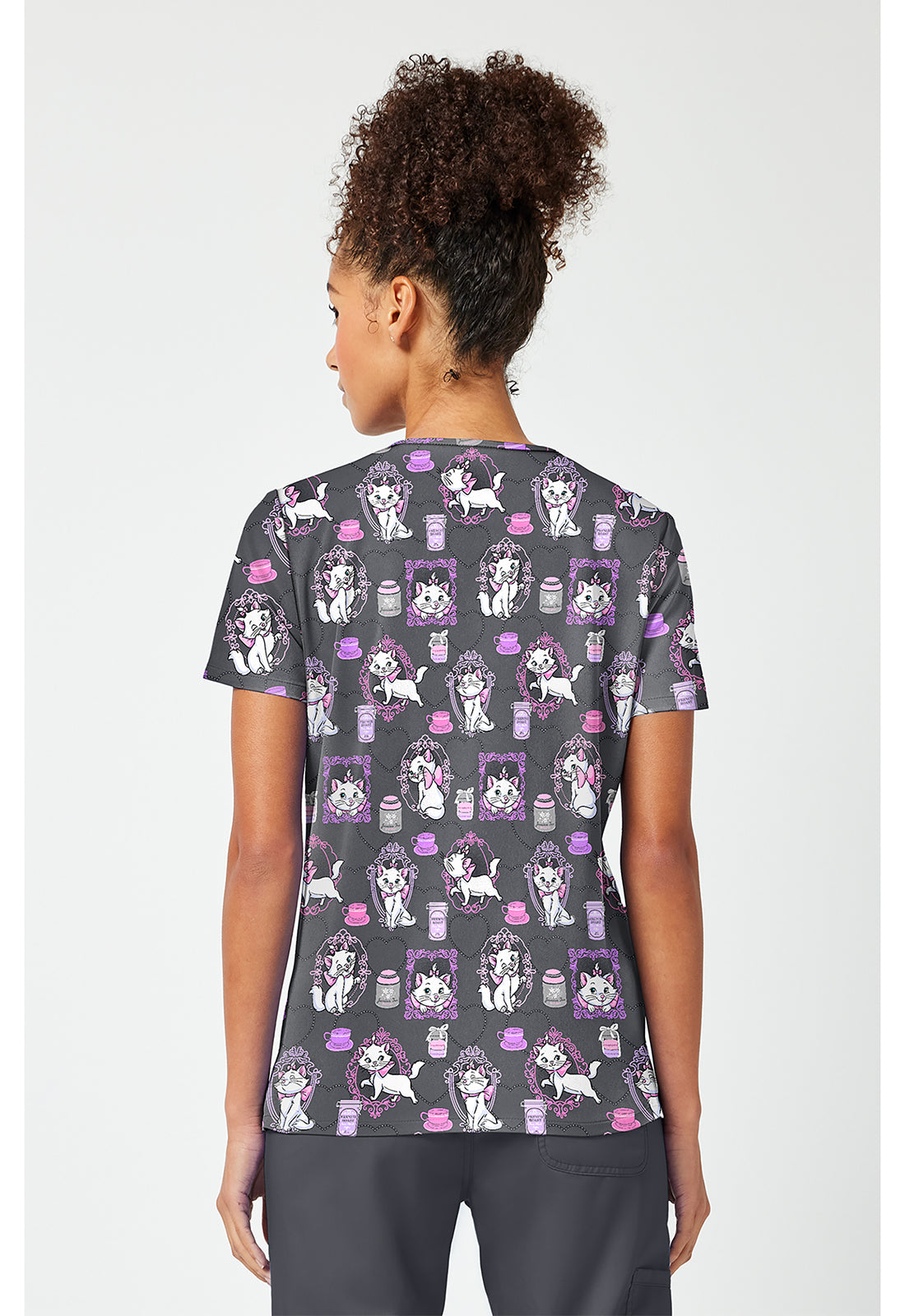 Polera clínica mujer Tooniforms estampada ACCC TF796, detalle 3 - Uniformes Clínicos Sami