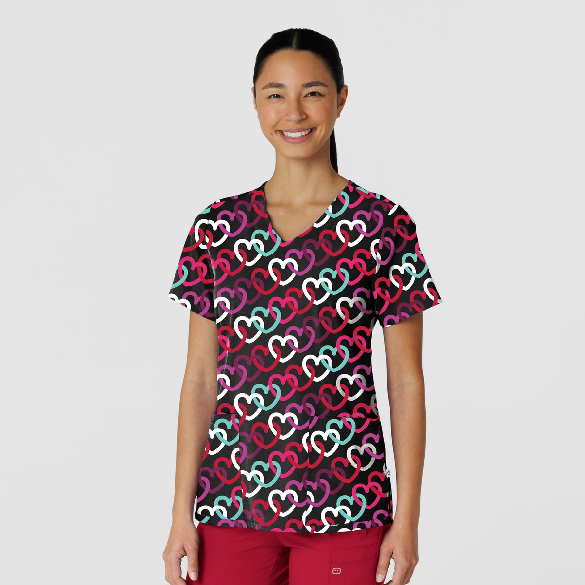 Polera clínica mujer WonderWink estampada HLBK 6147 - Uniformes Clínicos Sami