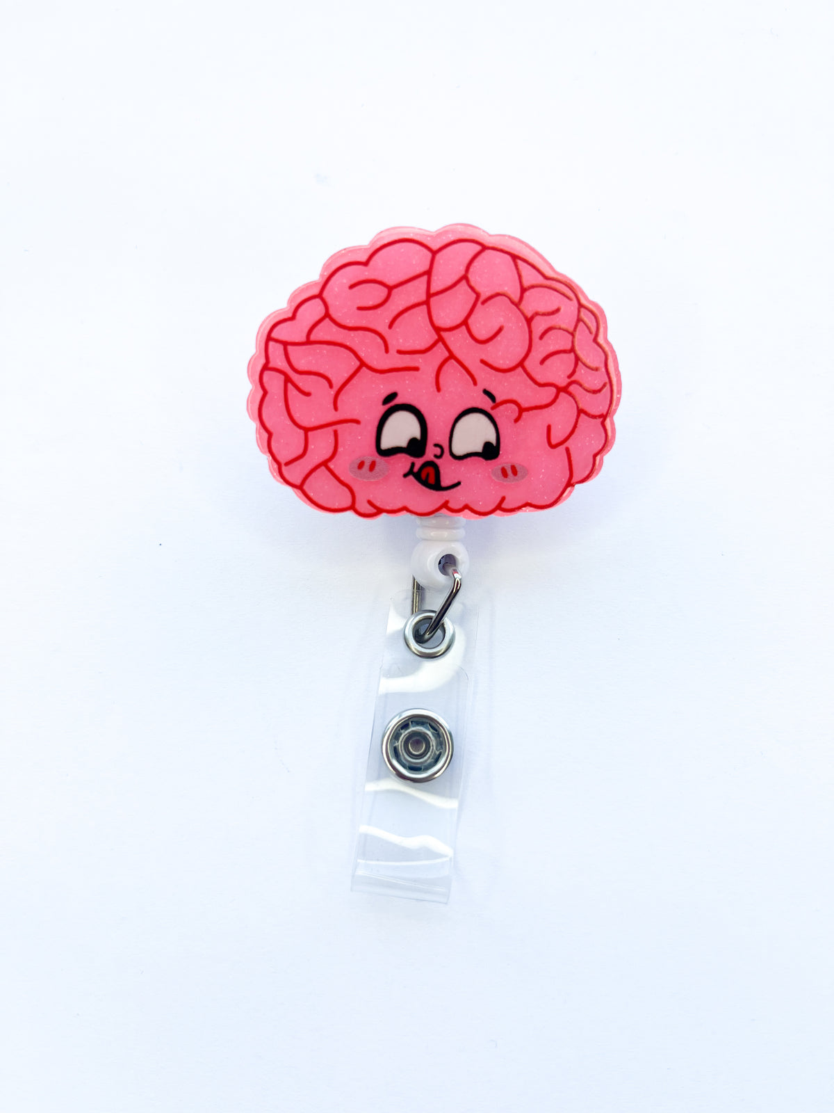 Portacredencial rosa acrílico Cerebro Lengua - Uniformes Clínicos Sami