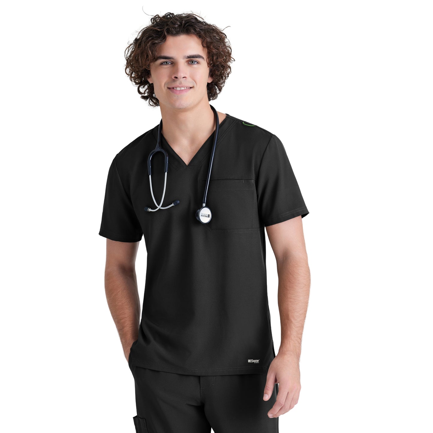 Polera Clínica Hombre GSST179 Negro Evolve Grey's Anatomy