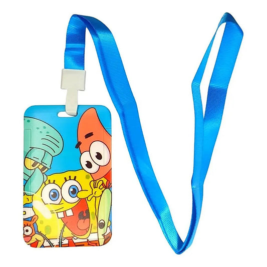 Porta Credencial con Lanyard Bob Esponja, Calamardo y Estrella