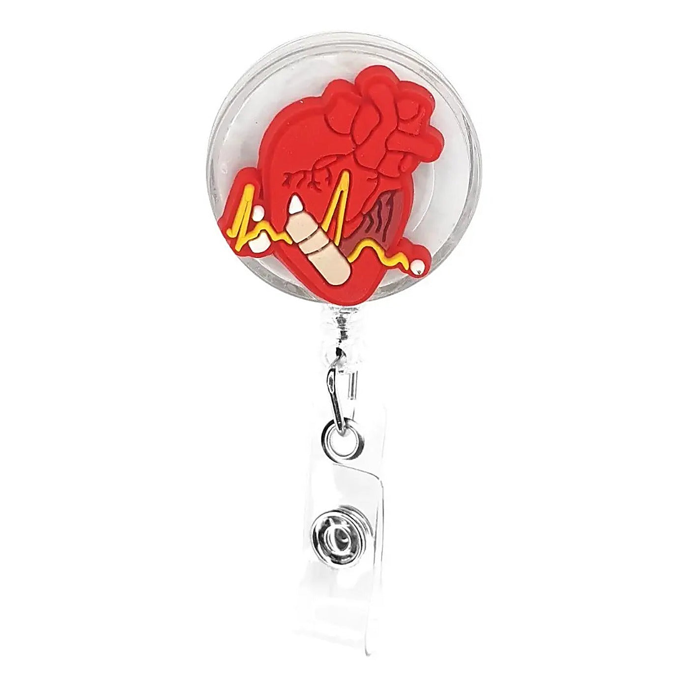 Porta Credencial con Yoyo Retractil Corazon Abierto
