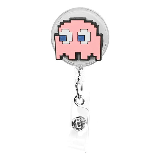 Porta Credencial con Yoyo Retractil Pacman Rosa