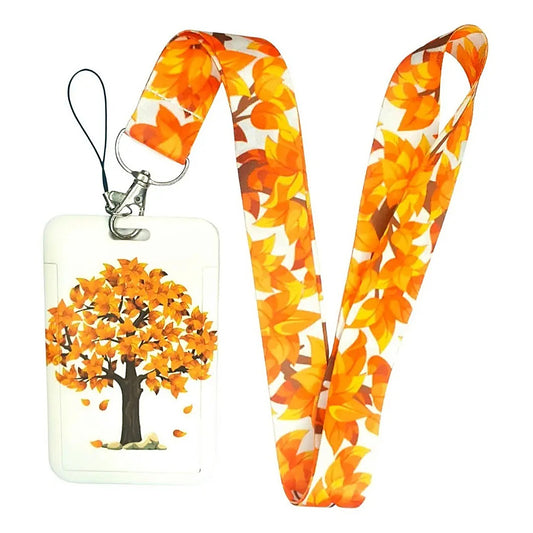 Porta Credencial con Lanyard Girasol Arbol Otonal