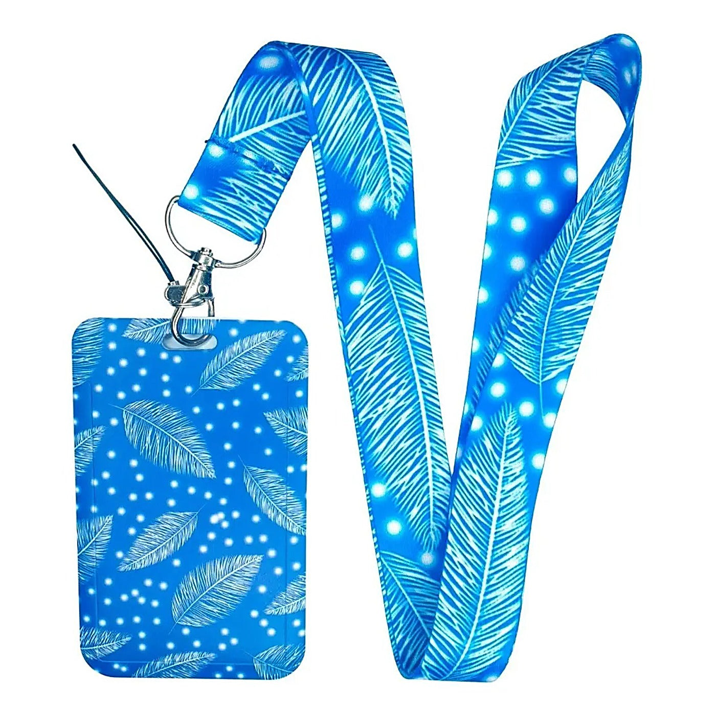 Porta Credencial con Lanyard Plumas Y Destellos