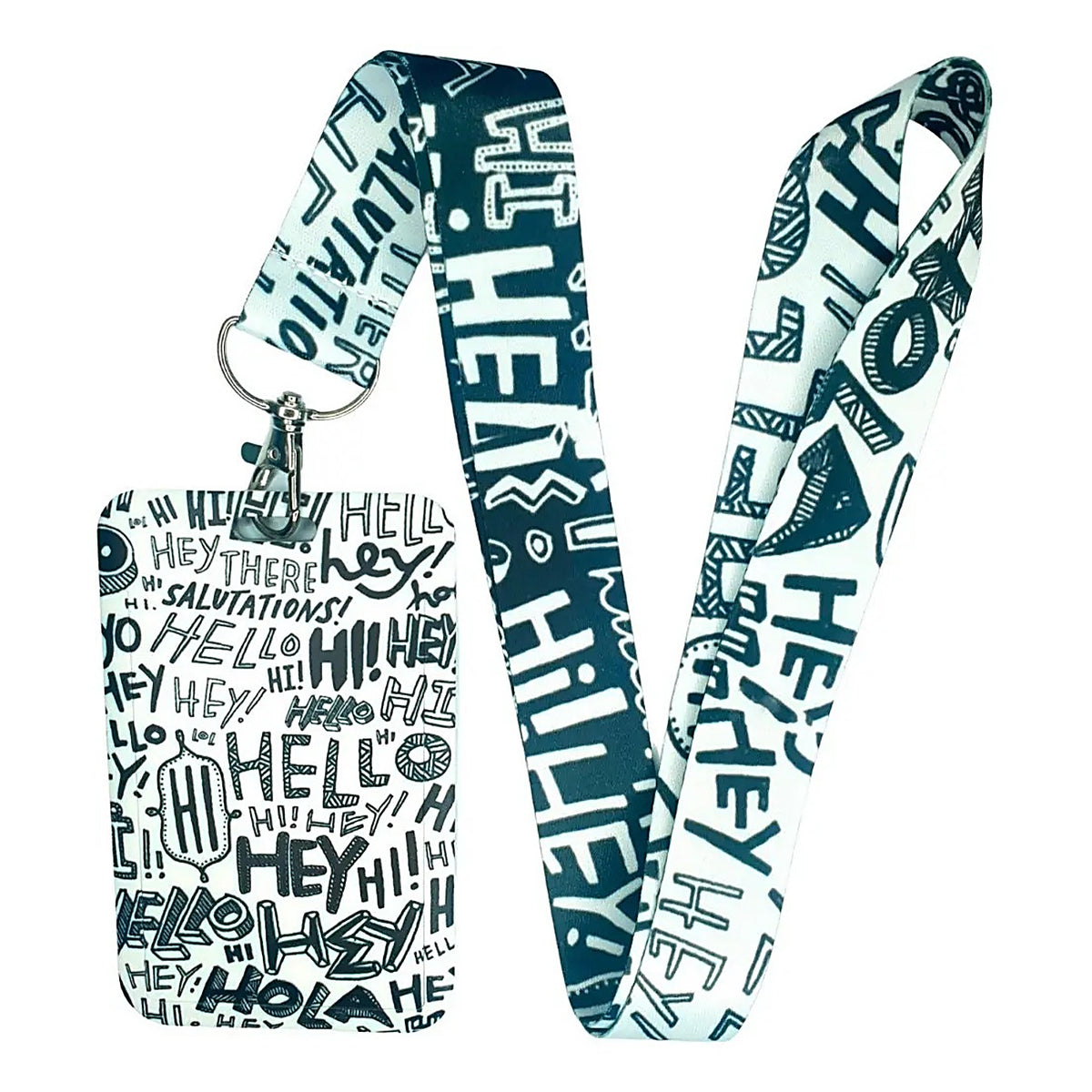Porta Credencial con Lanyard Hello Blanco