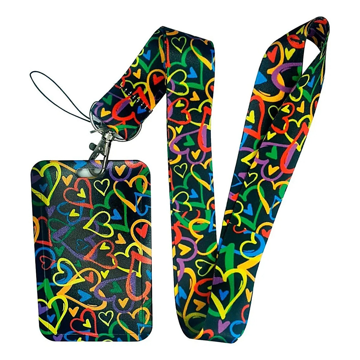 Porta Credencial con Lanyard Corazones