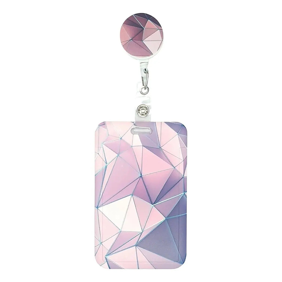 Porta Credencial con Yoyo Retractil Prisma Rosa
