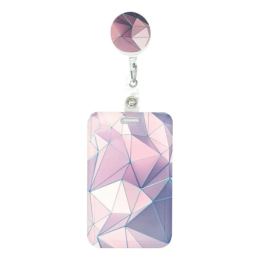 Porta Credencial con Yoyo Retractil Prisma Rosa