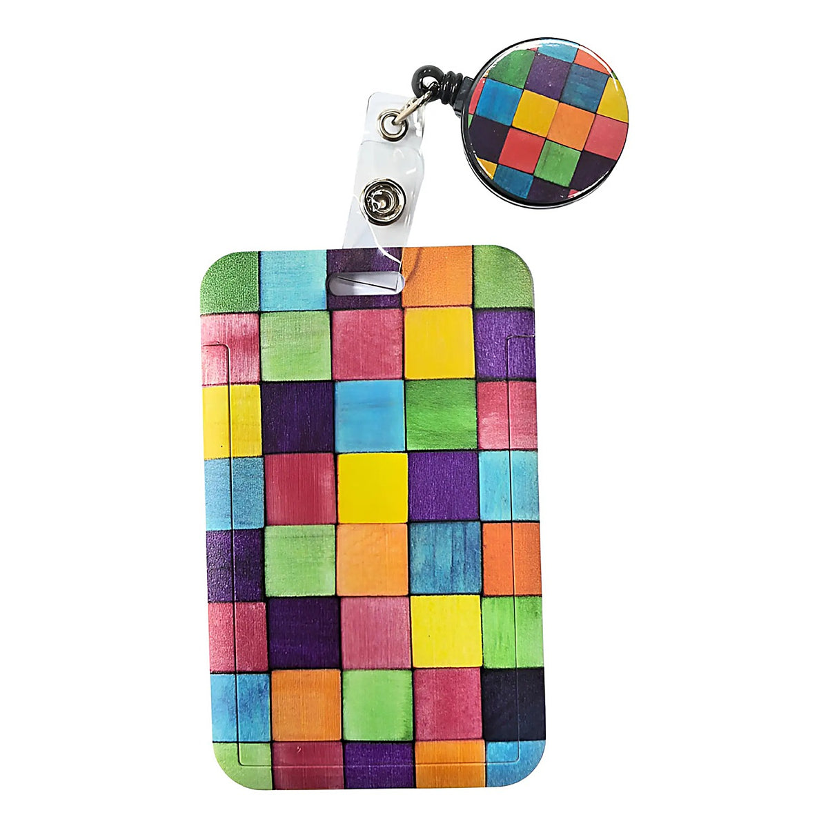 Porta Credencial con Yoyo Retractil Cuadrado Colores Rosa Chicle