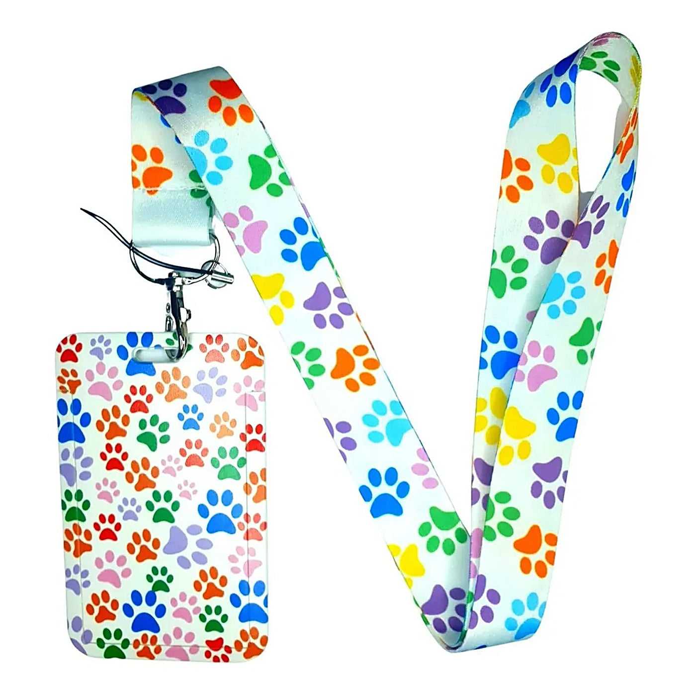 Porta Credencial con Lanyard Patitas Colores