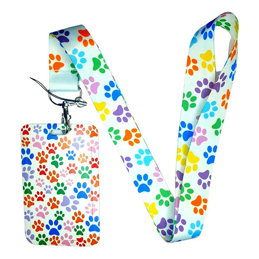 Porta Credencial con Lanyard Patitas Colores
