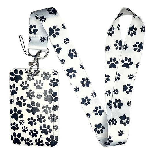 Porta Credencial con Lanyard Patitas Fondo Blanco