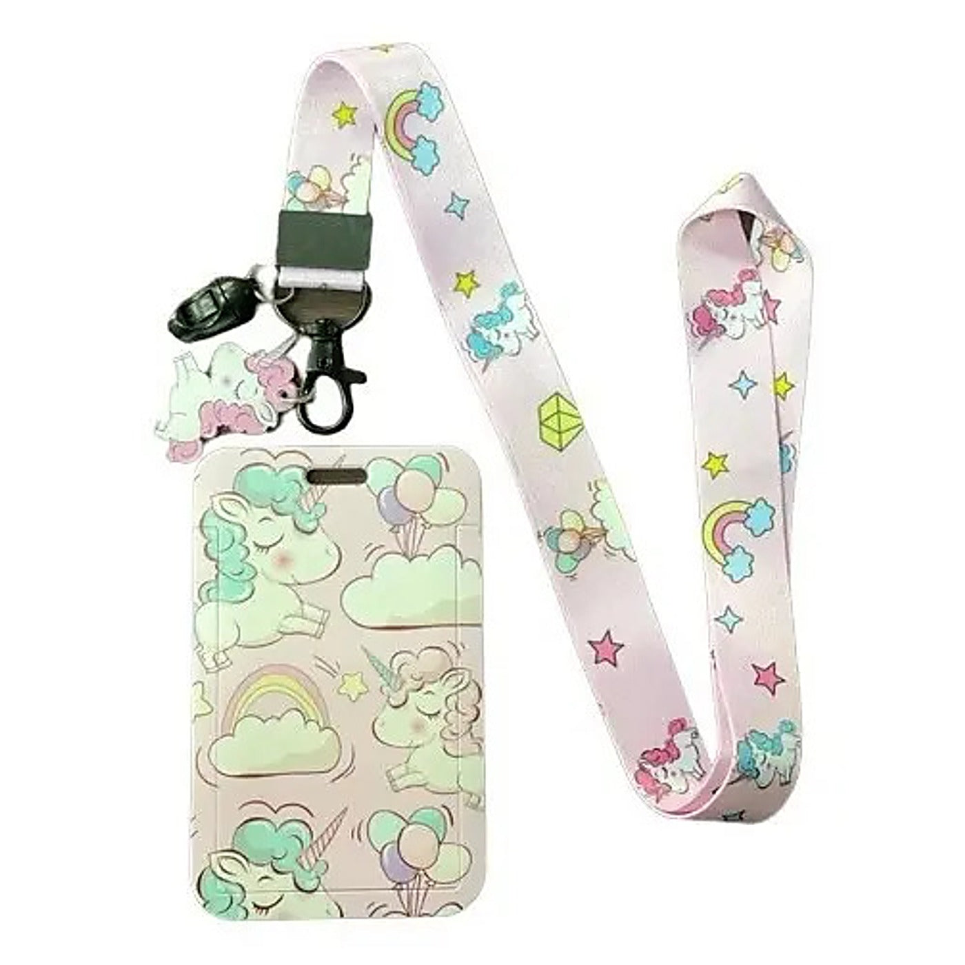 Porta Credencial con Lanyard Unicornio Nubes