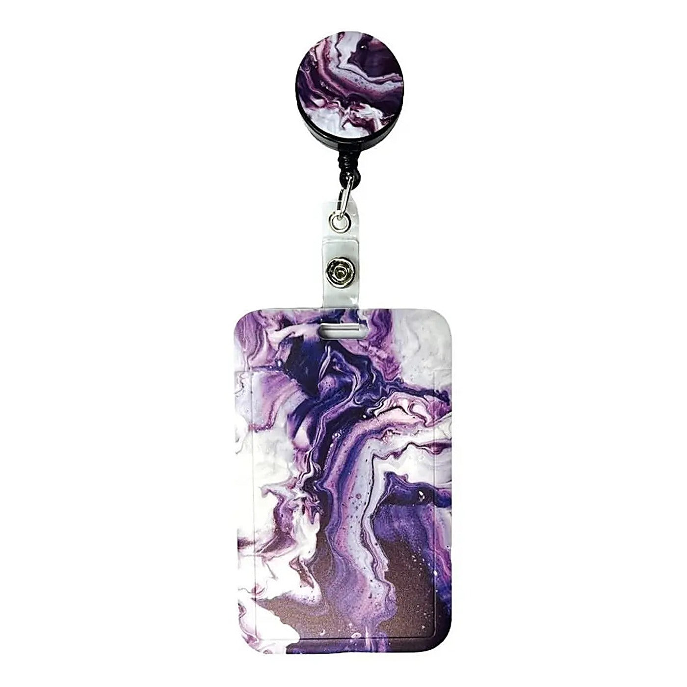 Porta Credencial con Yoyo Retractil Abstracto Morado