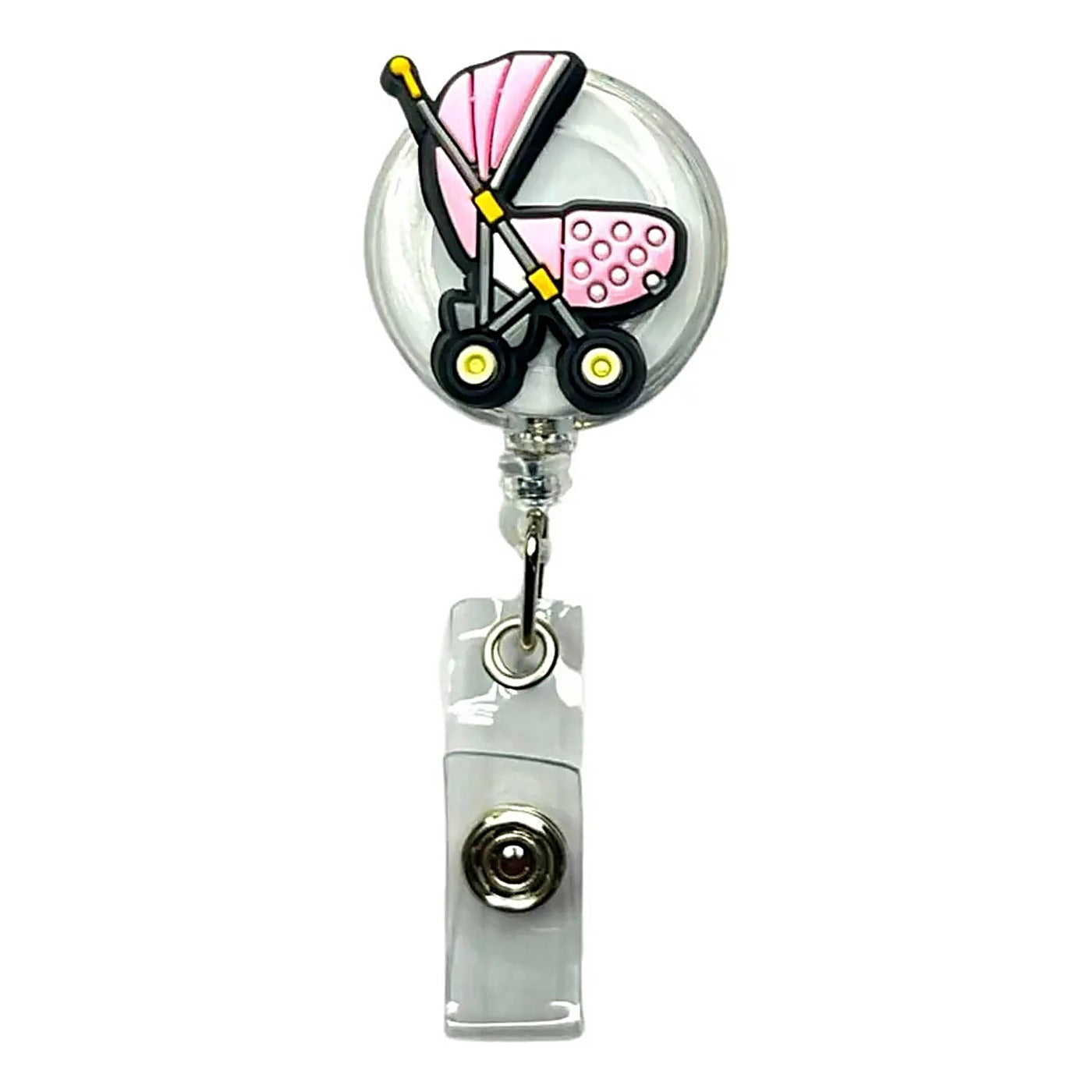 Porta Credencial con Yoyo Retractil Coche Rosado