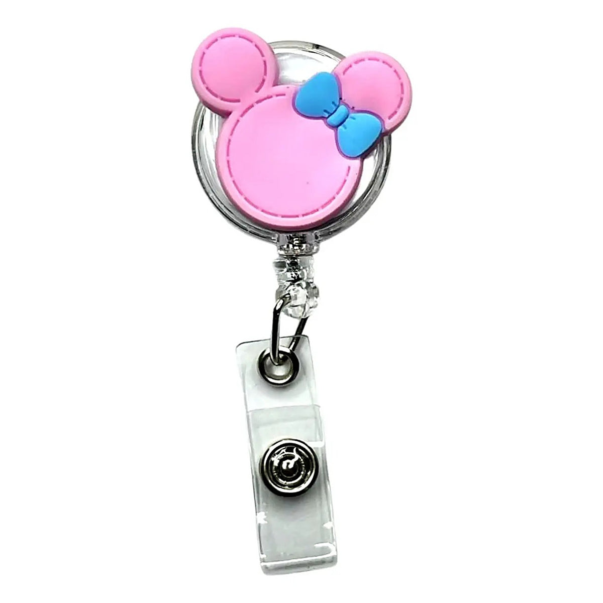 Porta Credencial con Yoyo Retractil Minnie Cara Rosa