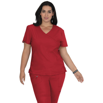 Polera Clínica Mujer 316 Koi Lite, color Rojo Ruby - Uniformes Clínicos Sami