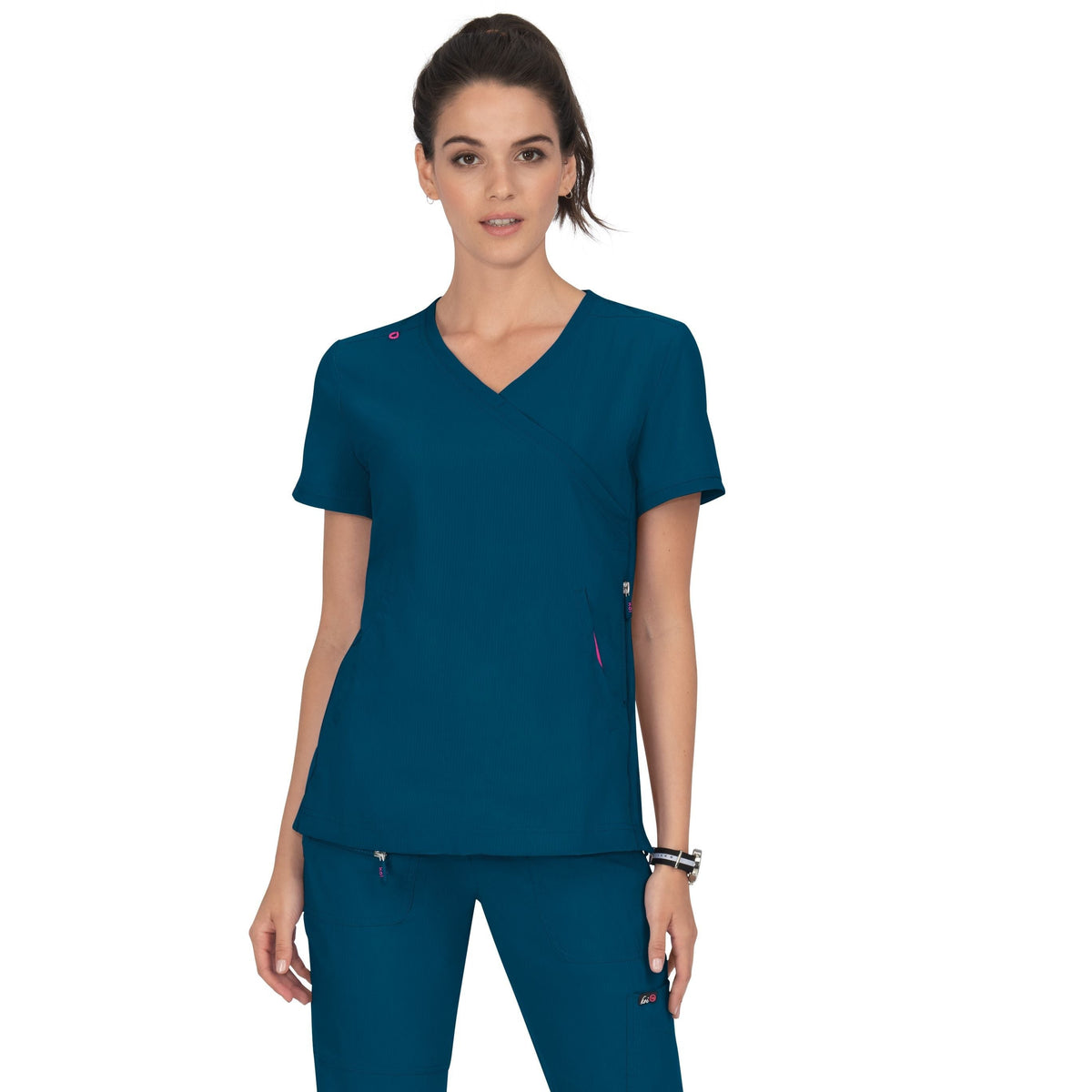 Polera Clínica Mujer 316 Koi Lite, color Caribean Blue - Uniformes Clínicos Sami