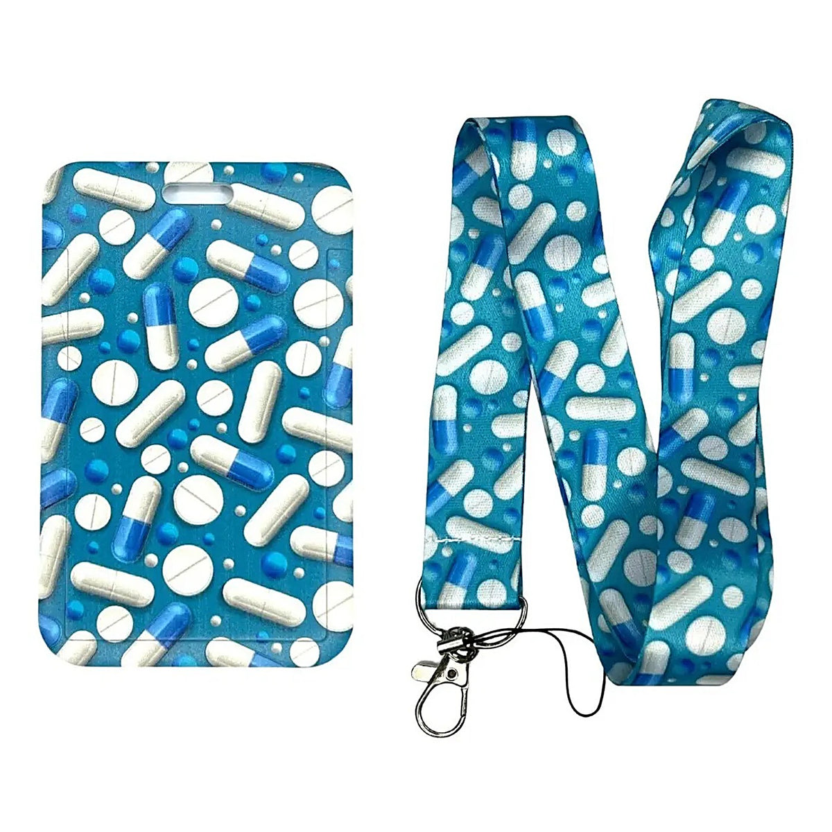Porta Credencial con Lanyard Celeste Medicamentos