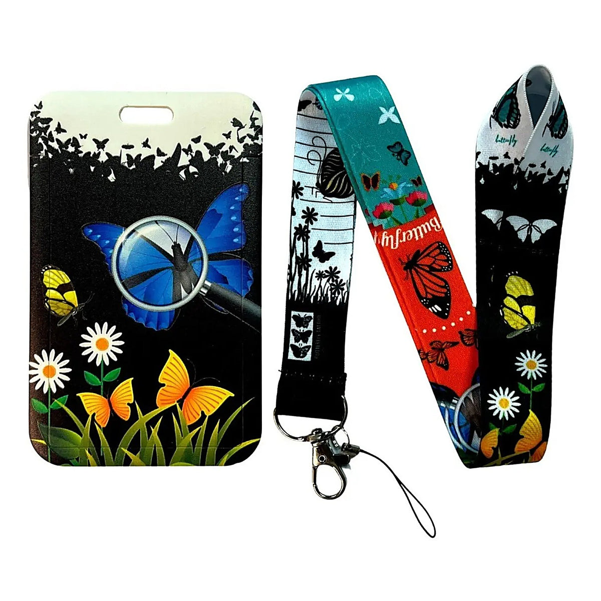 Porta Credencial con Lanyard Mariposa Azul