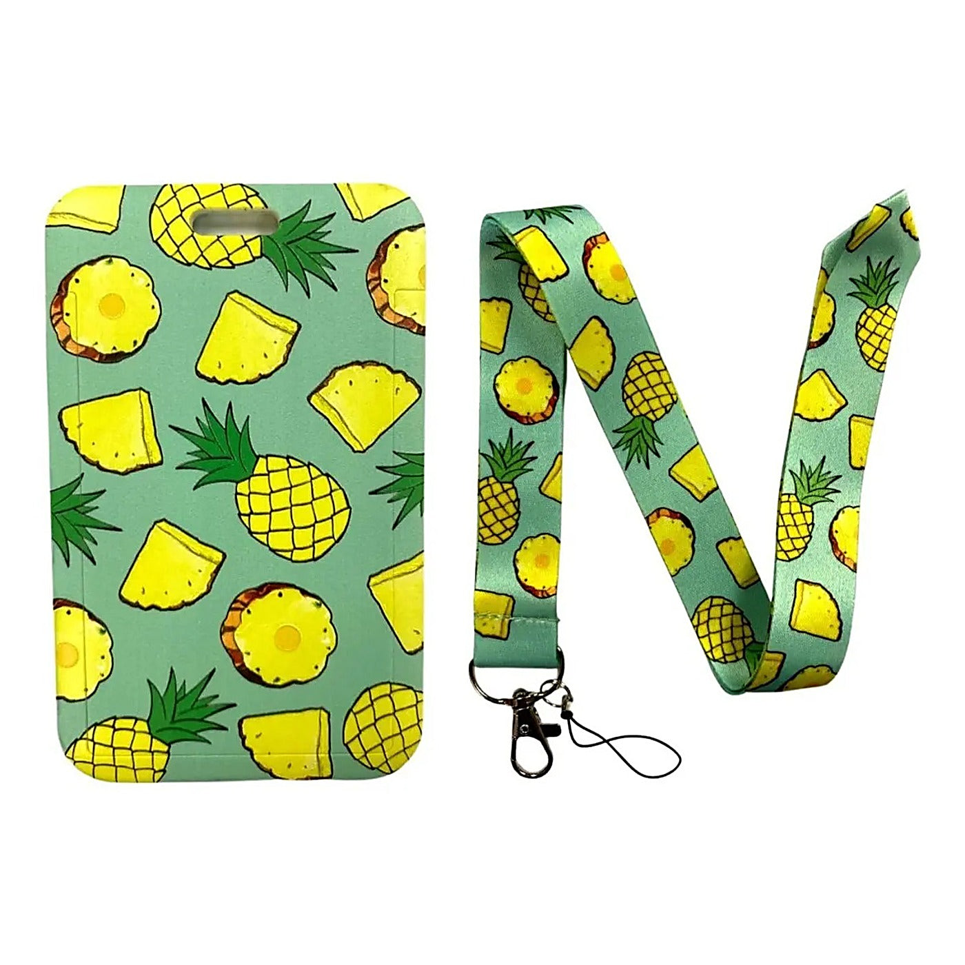 Porta Credencial con Lanyard Verde Con Pina
